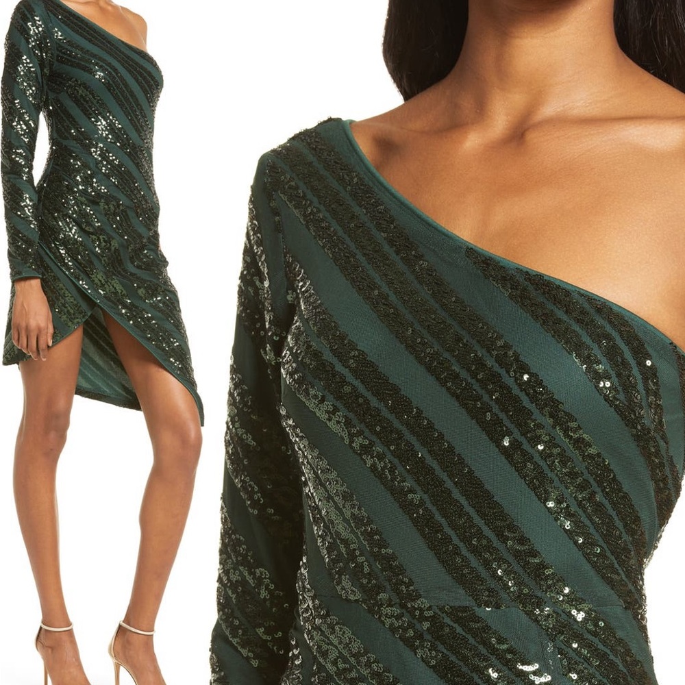 Lulus One Shoulder Sequins Dress
